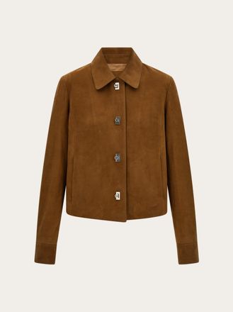 Ferragamo Women Boxy nubuck jacket Beige