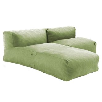 Oviala Mueble de jard&iacute;n modular de 2 plazas con chaise longue verde cactus