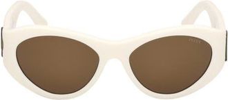 Emilio Pucci 54mm Cat Eye Sunglasses in White /Fishtail Logo /Roviex at Nordstrom