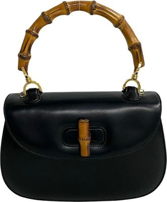 Gucci Black Leather Handbag Tote Bag (Pre-Owned)