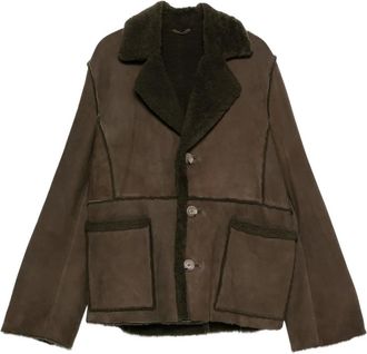 Kristensen Du Nord Giacca con rifiniture in shearling e bottoni - Marrone