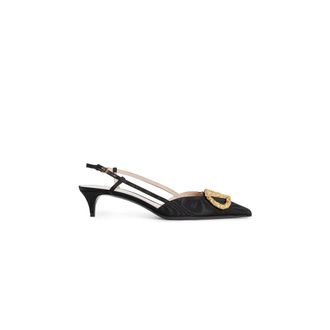 Valentino Jewel Vlogo Slingback Moir&eacute; Pumps