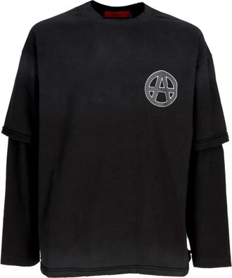 Acupuncture Layered L/s Tee - Heren - Longsleeves - Zwart - M - Katoen - Tops