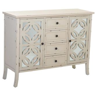 Wanderlust Deco Aparador de madera con cristal blanco 110x37x84