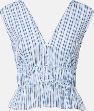 Velvet Verena striped cotton-blend top