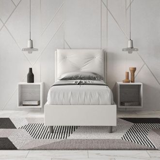 Itamoby Itamoby - Letto singolo contenitore imbottito 80x200 similpelle bianco Appia