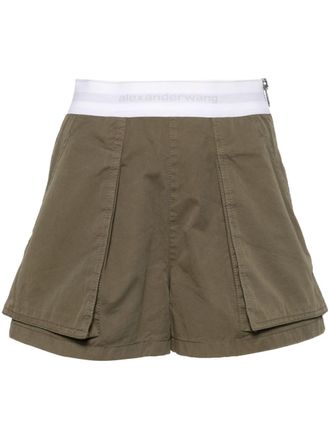 Alexander Wang Cargo corti con banda logo - Verde