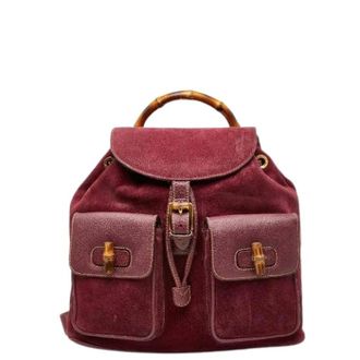 Gucci Pre-owned Backpacks, female, Purple, Size: ONE SIZE Pre-owned Suede Backpack