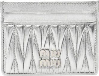 Miu Miu Pre-owned Wallets, female, Gray, Size: ONE SIZE Pre-owned Vintage Matelass&eacute; Leather Card Holder