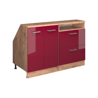 Vicco Conjunto De Armarios Para Techo Inclinado Rion, Rojo De Alto Brillo, 120 Cm Lote De 2 Carcasas De Armario 60 Cm De Profundidad, Vicco