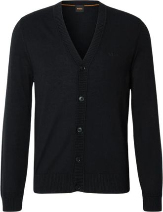 HUGO BOSS Hugo, Cardigans, male, Black, Size: 3XL Wool Blend Cardigan with Logo