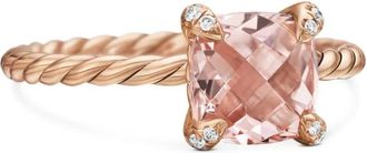 David Yurman Anello Chatelaine in oro rosa 18kt con morganite e diamanti (7mm)