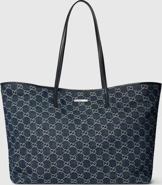 Gucci Tribeca Large Tote Bag, Blue, Fabric