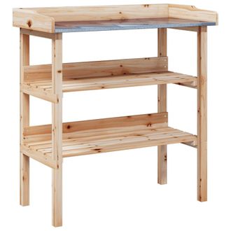 vidaXL Vidaxl - Mesa Para Plantas Con Estantes Madera Maciza Abeto 78x38x82,5cm