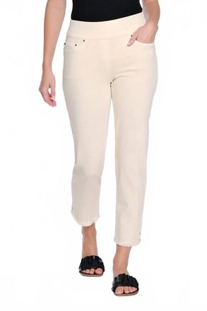 Multiples Fringe Hem Ankle Pant In Parchment