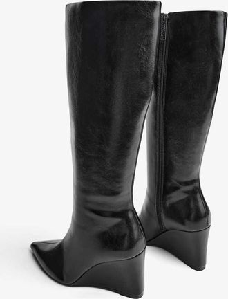 Bershka Stivali neri con zeppa-Nero