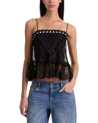 Alice & Olivia Alice + Olivia Alessia Lace Ruffle Crop Top