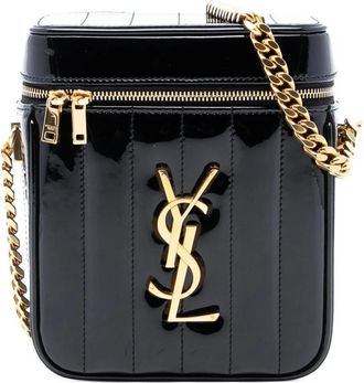 Saint Laurent Pre-owned Cross Body Bags, female, Black, Size: ONE SIZE Pre-owned Vanity Bag with Chain Strap