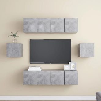Berkfield Home 6 Piece TV Cabinet Set Concrete Grey Engineered Wood