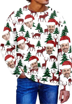 Generic Personalised Funny Christmas Jumper for Men Women, Custom Funny Christmas Jumpers with Your Photo, Xmas Sweatshirt for Men or Women Outfits Ugly Sweat
