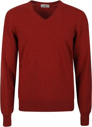 PIACENZA 1733 Pure Cashmere V-Neck Sweater With Ribbed Cuffs