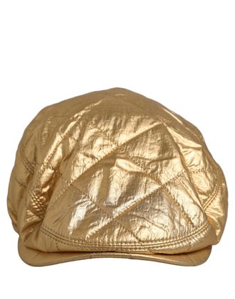Dolce & Gabbana HAT10032 Quilted Metallic Newsboy Cap - Gold