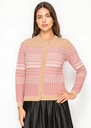 YAL New York Rose Sand Textured Knit Cardigan