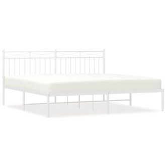 Berkfield Home Metal Bed Frame with Headboard White 183x213 cm