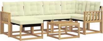 vidaXL Conjunto De Sof&aacute;s De Exterior 7 Uds. Blanco Y Crema Vidaxl