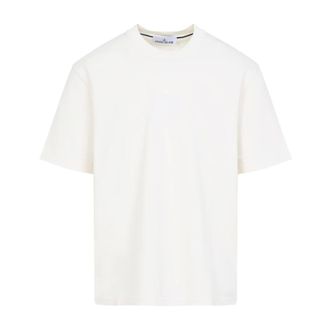 Stone Island T-Shirts, male, White, Size: M Cotton T-shirt