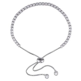 Amour 3 3/4 CT TGW White Topaz Tassel Bolo Bracelet In Sterling Silver