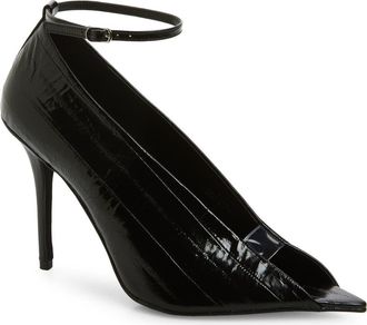 Jeffrey Campbell Inherit Ankle Strap Pointed Peep Toe Sandal in Black Eel at Nordstrom, Size 7.5