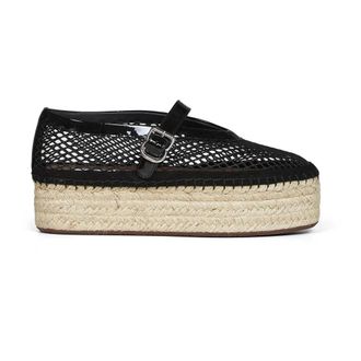 Alaia Espadrilles in Fishnet and Patent Leather - female - Ala&iuml;a - Espadrilles - Black - 8 UK - Shoes