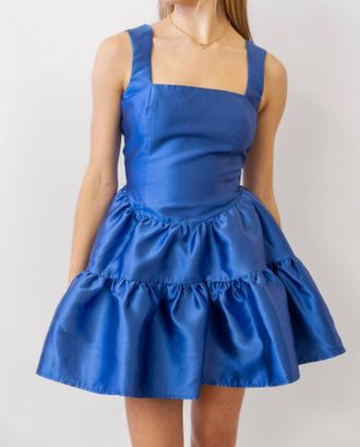 Elliatt Oleander Squareneck Fit & Flare Dress In Navy Blue