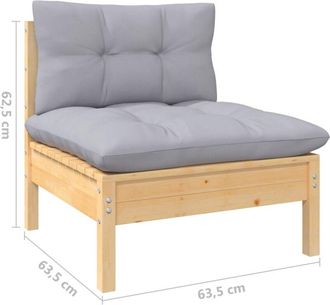 vidaXL Muebles De Jard&iacute;n 13 Pzas Y Cojines Madera Maciza De Pino Gris Vidaxl