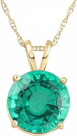 Pompeii3 2.70Ct Round Green Emerald Solitaire Pendant 14k Gold 18 Necklace Lab Grown 9MM