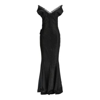 Norma Kamali Double Drop Shoulder Grace Fishtail Gown - female - Norma Kamali - Gowns - Black - S - Dresses