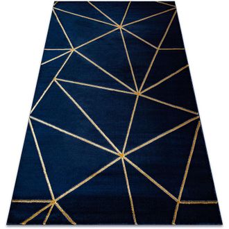 RugsX Rugsx - Alfombra Emerald Exclusivo 1013 Glamour, Elegante Geom&eacute;trico Azul Oscuro / Oro Blue 80x150 Cm