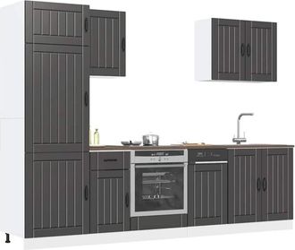 vidaXL Vidaxl - Mueble De Cocina Lucca Negra 7 Piezas Madera Contrachapada