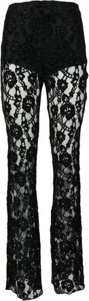 Nineminutes Kant flare broek hoge taille rits - Dames - Wijde Broeken - Zwart - S - Nylon - Broeken
