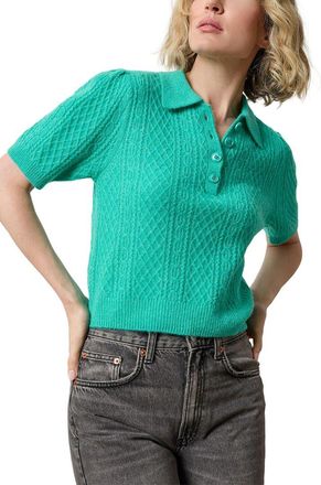 Lilla P Mixed Stitch Elbow Sleeve Polo