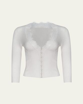 L'agence Eluna Lace-Trim Cardigan