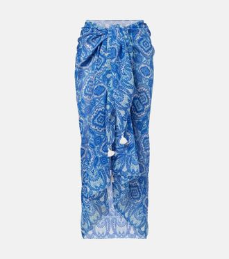 Heidi Klein Mykonos printed cotton and silk beach cover-up