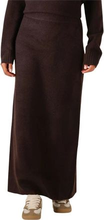 Notre-V Bruine Maxi Rok voor Herfst/Winter - Dames - Maxi Rokken - Bruin - XS - Polyester - Rokken
