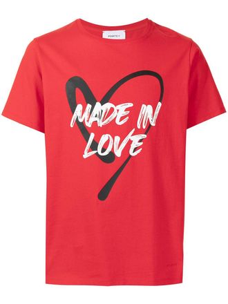 Ports V slogan-print short-sleeved T-shirt - unisex - Cotton - S - Red