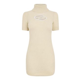 Diesel Dames Argaret mini-jurk met col en strakke pasvorm (Zilvergroen)
