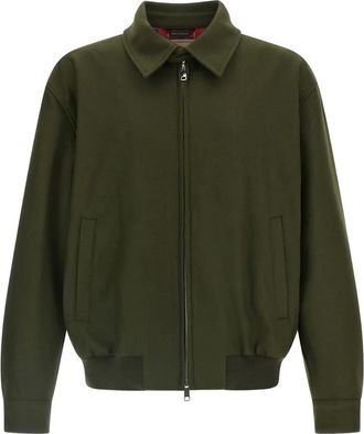 Baracuta Melton zip-up long-sleeve shirt jacket - Green