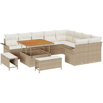 vidaXL Vidaxl - Conjunto De Sof&aacute; De Jard&iacute;n Con Coj&iacute;n 12 Pcs Beige, Crema