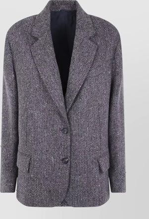 Brunello Cucinelli virgin wool blend herringbone single breasted jacket