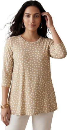 Jessica London Stretch Knit Swing Tunic in New Khaki Dot at Nordstrom, Size 36